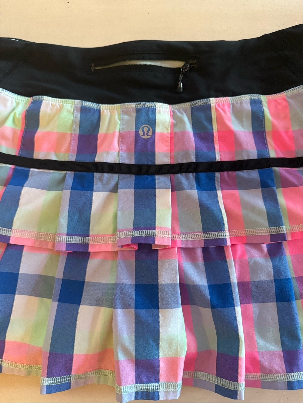 Lululemon Pink Blue Plaid Tennis Skirt - Picture 3 of 6